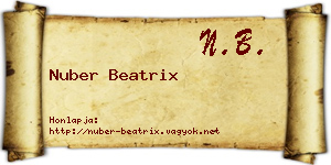 Nuber Beatrix névjegykártya